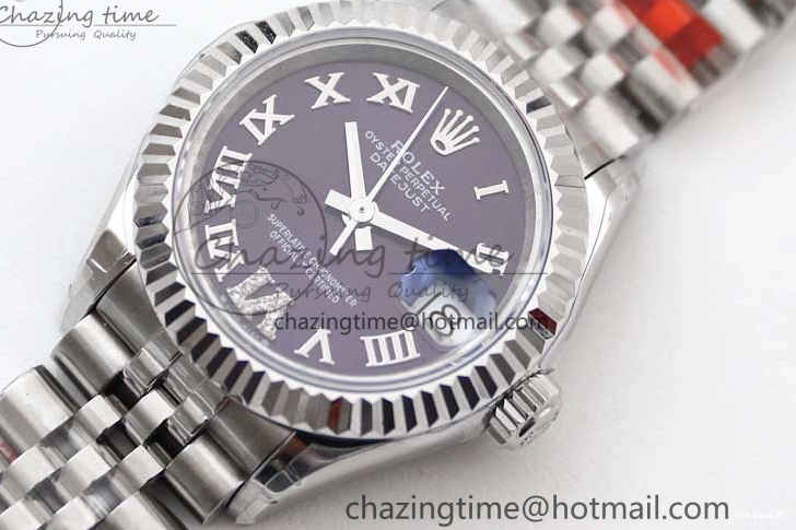 SS Bracelet 904L Dial Steel Best Roman Edition President NH05 TWF on Markers Purple DateJust 28 1:1 Lady 0331